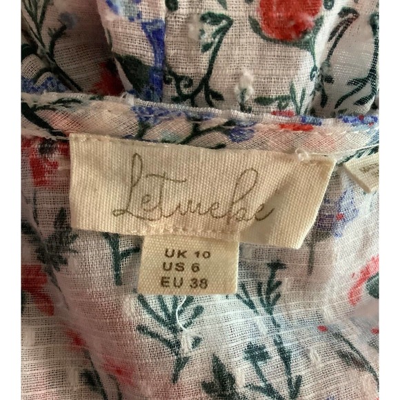 LETINEKE sz 6 floral flutter sleeve Swiss dot button down blouse top shirt - Picture 5 of 6